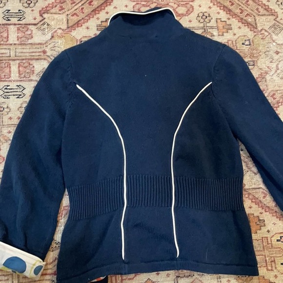 Anthropologie Sparrow Navy Knit Double Breasted Blazer Jacket medium - Picture 5 of 5